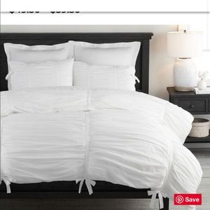 Pottery Barn White Hadley Ruched Duvet Cover, King